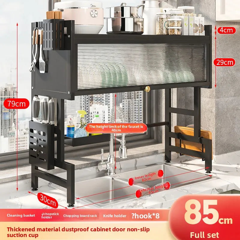 support cuisine acier noir moderne rangement vaisselle couteaux serviettes verres tampons plats découpe