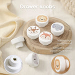 boutons tiroir animaux motifs modernes cartoon vis fixés blanc beige marron gris rose bleu