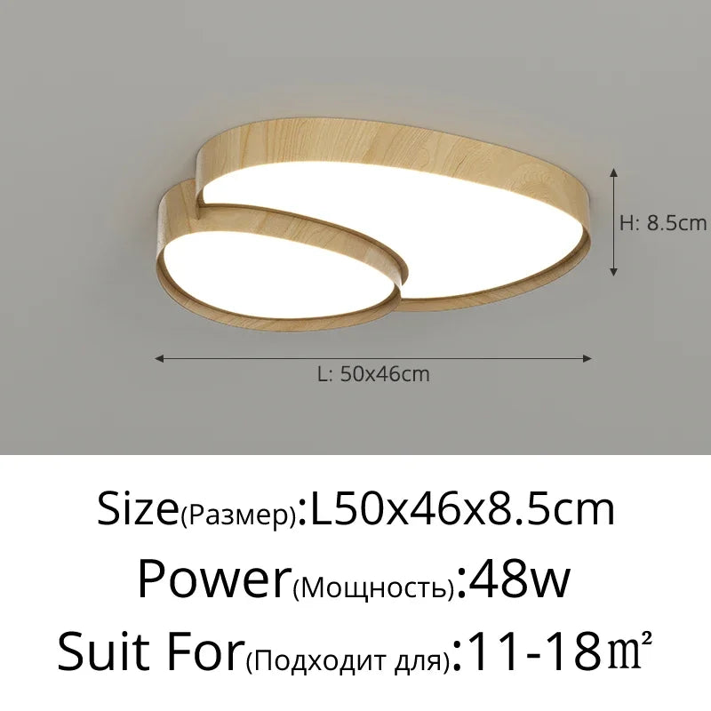 plafonnier moderne minimaliste plusieurs sources lumineuses éclairage blanc bois grainé