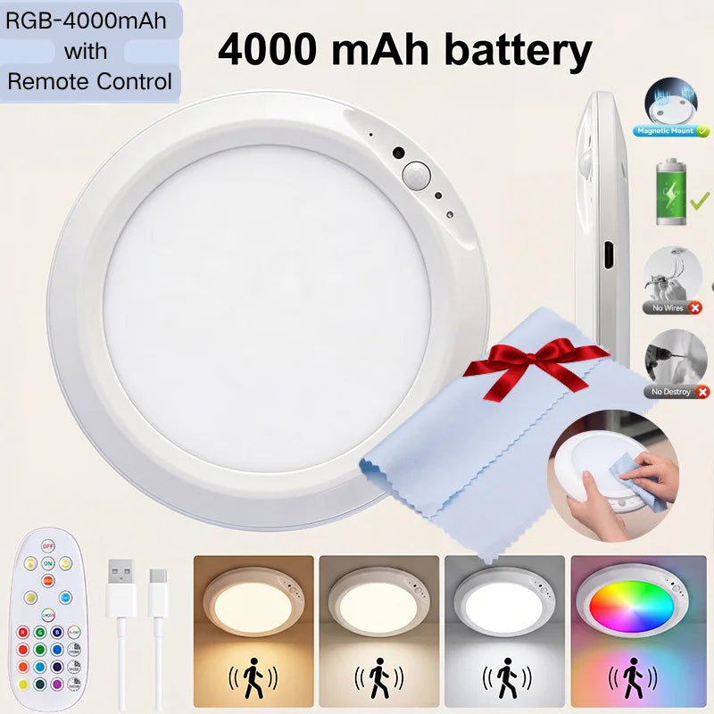 plafonnier led blanc moderne aimanté télécommande charge usb 24w flux luminescent 60249