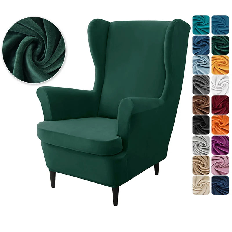 housses fauteuil velours uni vert foncé jaune classique polyester amovible salon chaise mariage banquet