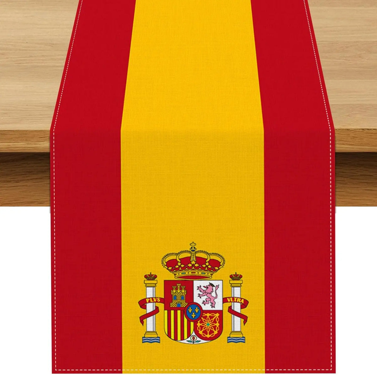nappe lin rouge jaune drapeau espagnol écusson central festive mariage anniversaire décoration table cuisine