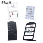 porte boucles d'oreilles moderne velours noir blanc grille perforations pieds boucles d'oreilles.storage organizer