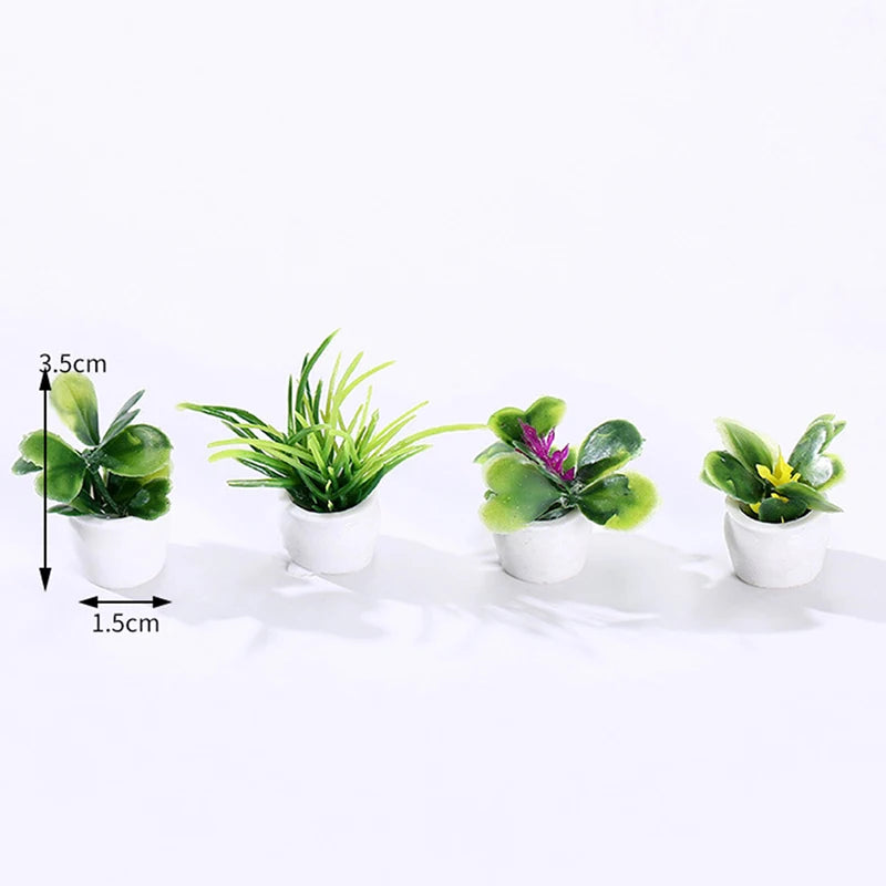 plantes artificielles pots miniatures feuilles vertes blancs decoration moderneintérieur minimaliste
