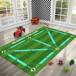 tapis entraînement football antidérapant pliable gazon synthétique motifs graphiques vert blanc jaune ludique sportif