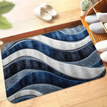 tapis moderne bleu rayures ondulées anti bactéries antidérapant résistant décoloration 30x50cm 40x60cm