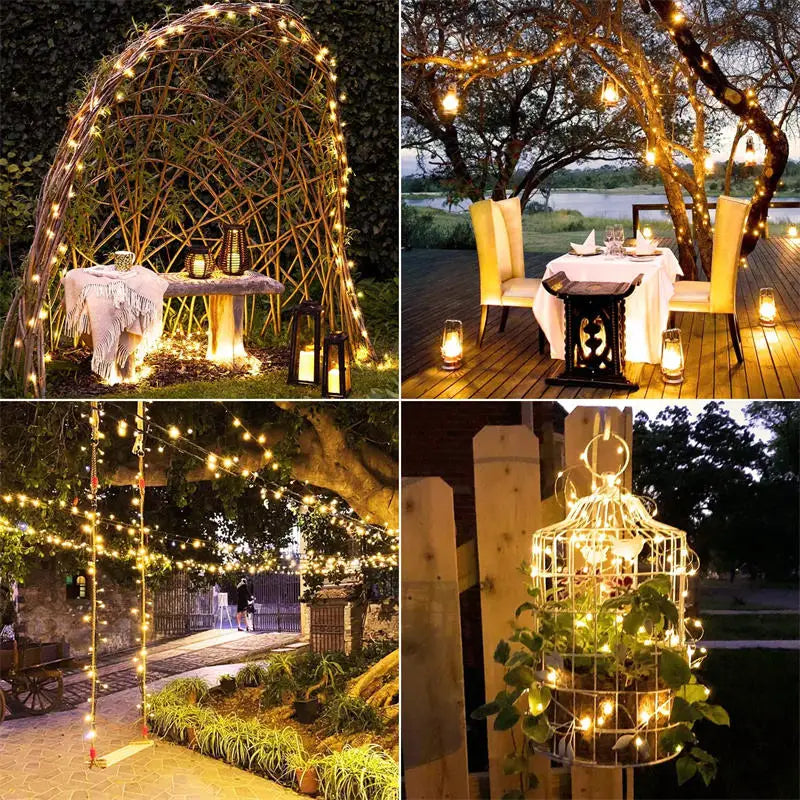 ruban lumineux solaire blanc chaud filament led moderne imperméable ip65 assemblage diy 12m 23m