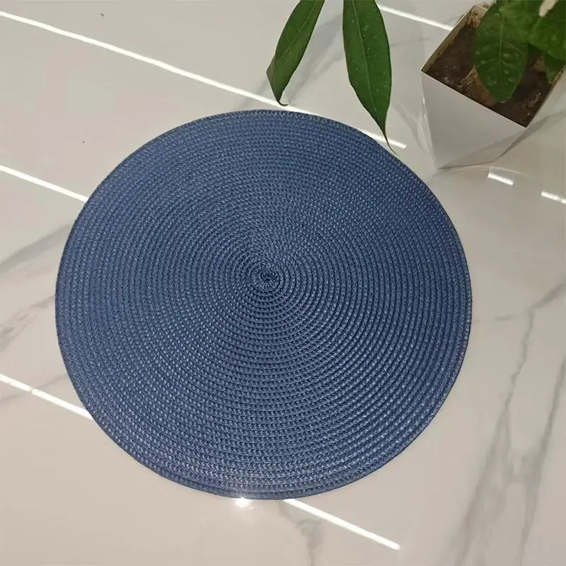 placemats ronds tissés noir bleu marine moderne résistants taches antidérapants lavables été table dîner