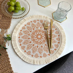 assiettes boho chic mandala feuilles points franges reutilisables antiderapantes isolation thermique respectueux environnement