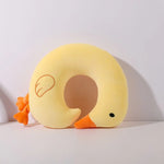 coussin voyage jaune clair canard pattes orange mignon velours court deux pièces 25cm 25cm