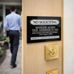 Panneau no soliciting métal noir texte blanc relief classique décoration muraleextérieur jardin 8x12inch