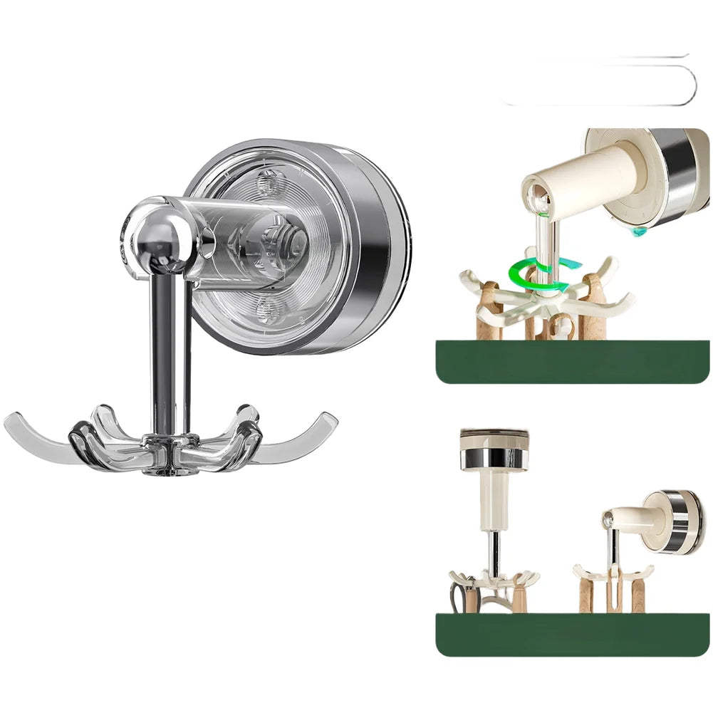 porte couteaux adhésif mural blanc chrome moderne couteaux poignées bois crochets rond lisse