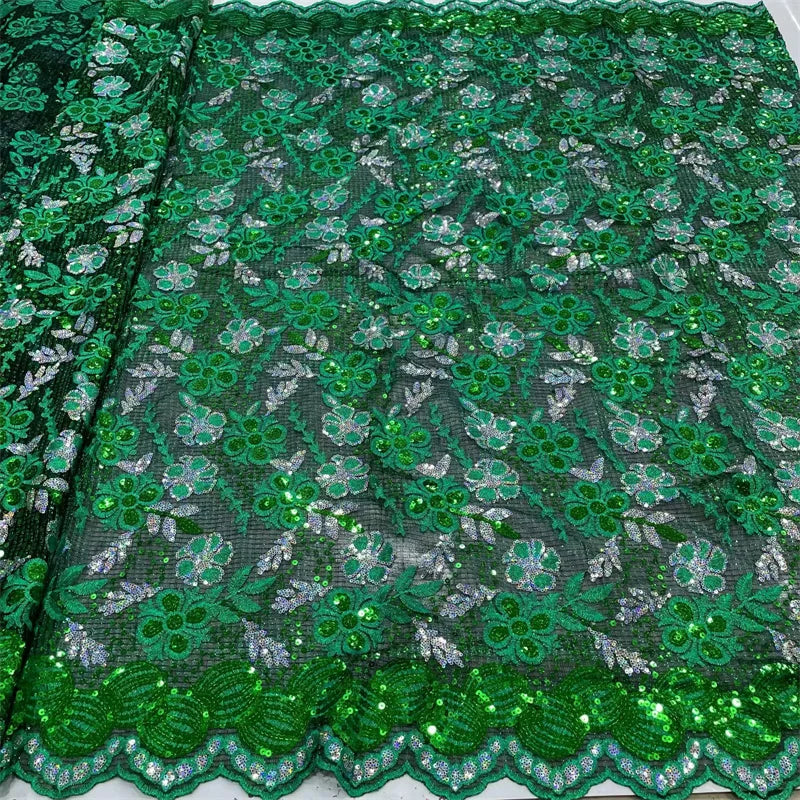 tissu africain brodé paillettes dentelle fleurs polyester mariage décoration robe soirée