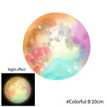 sticker mural lumineux lune étoiles bleu vert rose chambre enfants décoration maison moderne adhésif