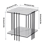 table d'appoint moderne marbre blanc gris fer vis carré salon deux niveaux minimaliste