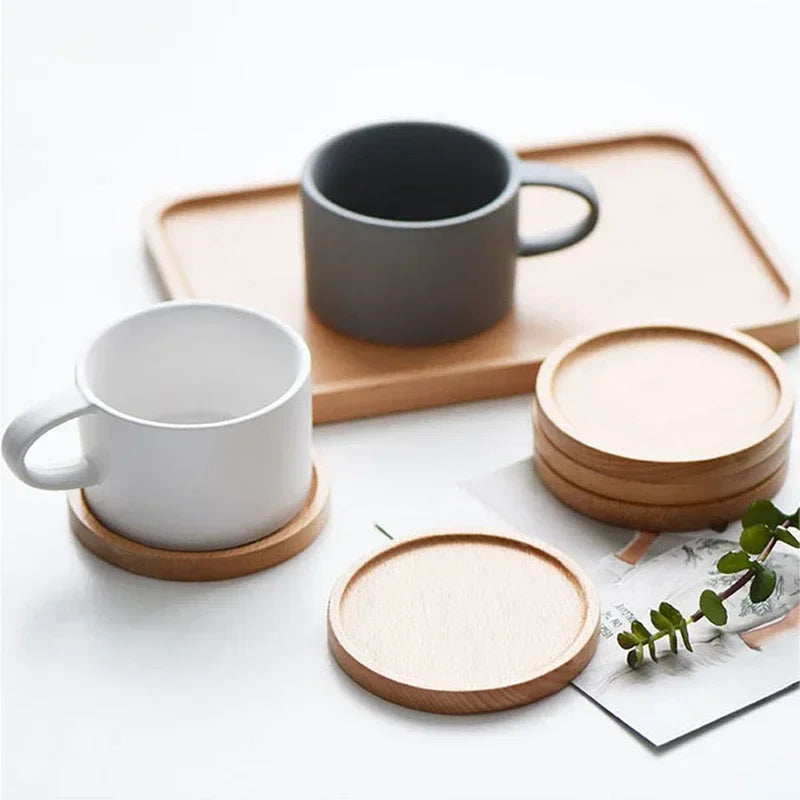 plateau rangement bois moderne assiettes tasses naturel motifs animaux minimaliste écologique