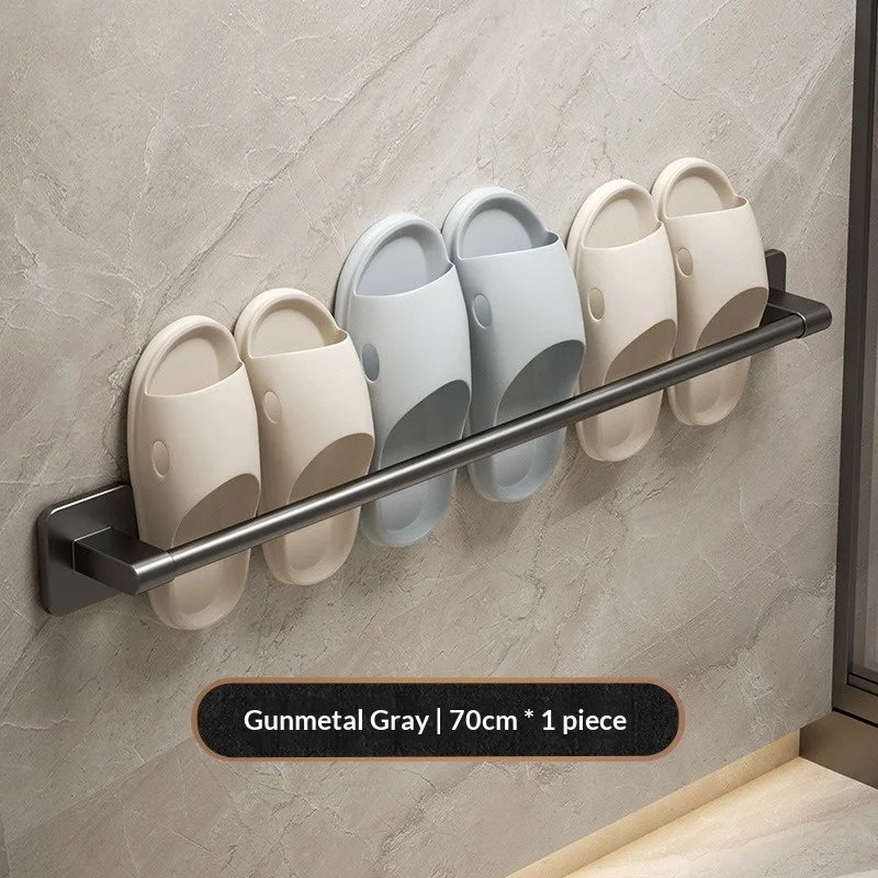 support rangement mural sabots moderne aluminium couleur blanc beige rose fixations murales salle bain