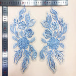 appliques textiles brodées fleurs sequins bleu clair vert rose blanc décoratives vêtements occasion party