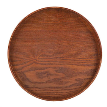plateau service bois bambou marron foncé veineux moderne sans fixation 30cm round