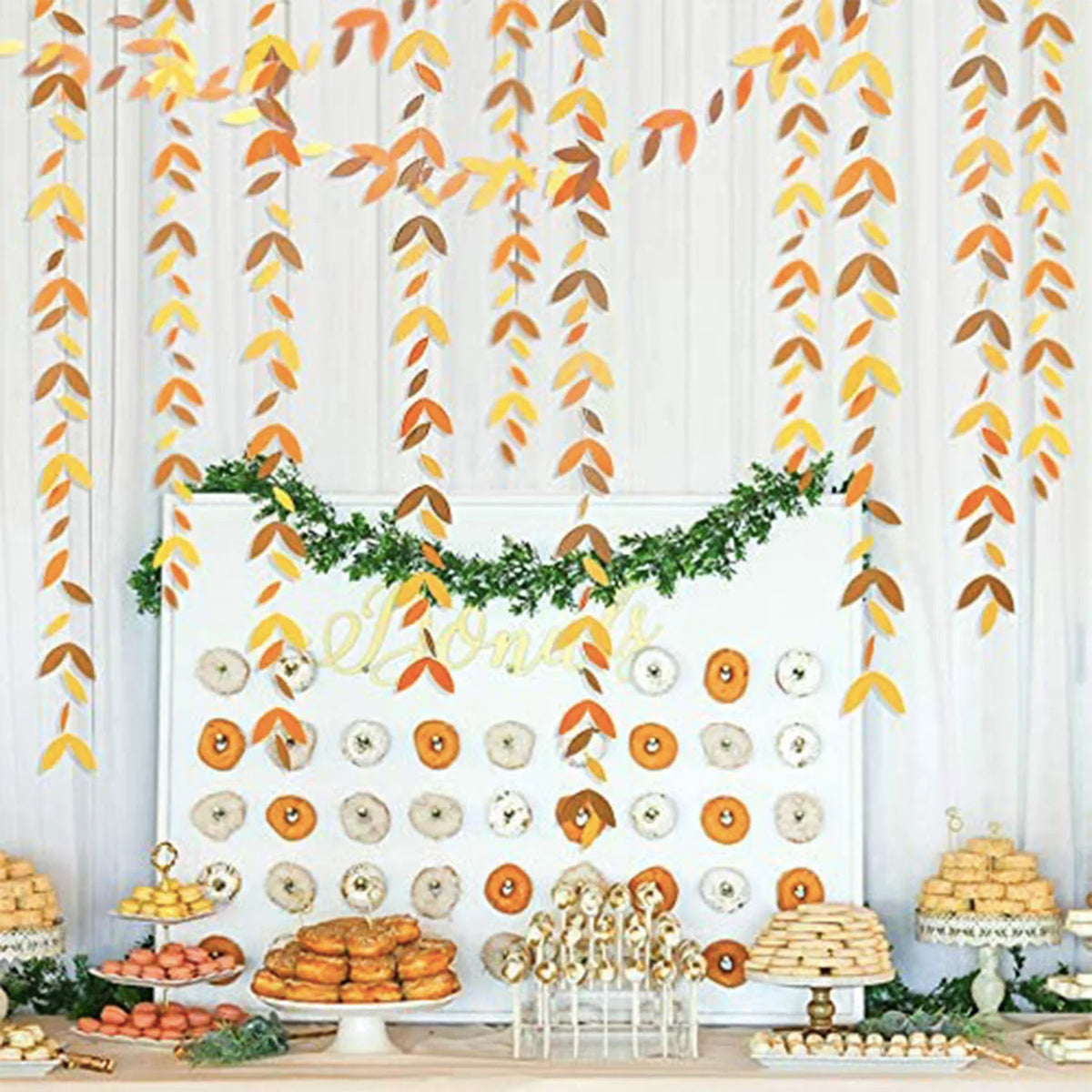 guirlande décorative feuilles stylisées orange jaune marron automne suspension mariage anniversaire festive