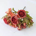bouquet fleurs artificielles rose blanc classique décoration mariage anniversaire intérieur élégant soie hortensia pivoine