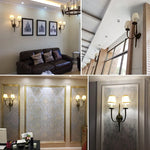 applique murale deux bras bronze doré abat jour plissé classique éclairage chambre entrée lumière