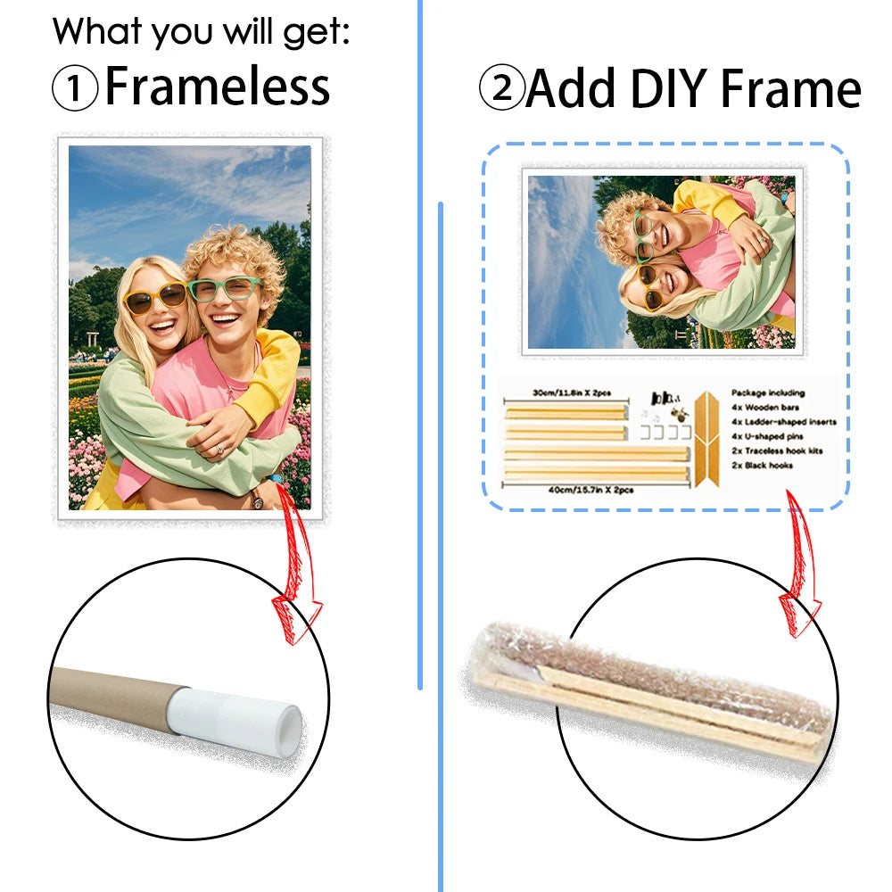 affiche photo personnalisée toile décoration murale moderne cadeau chambre cadre bois blanc