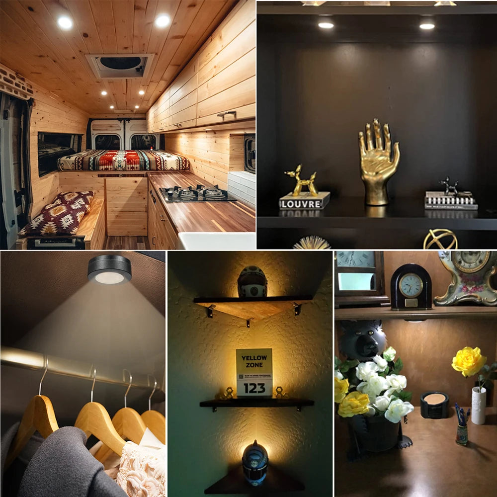 spots led noirs modernes minimalistes télécommande éclairage placards cuisine décorationintérieur aménagement van