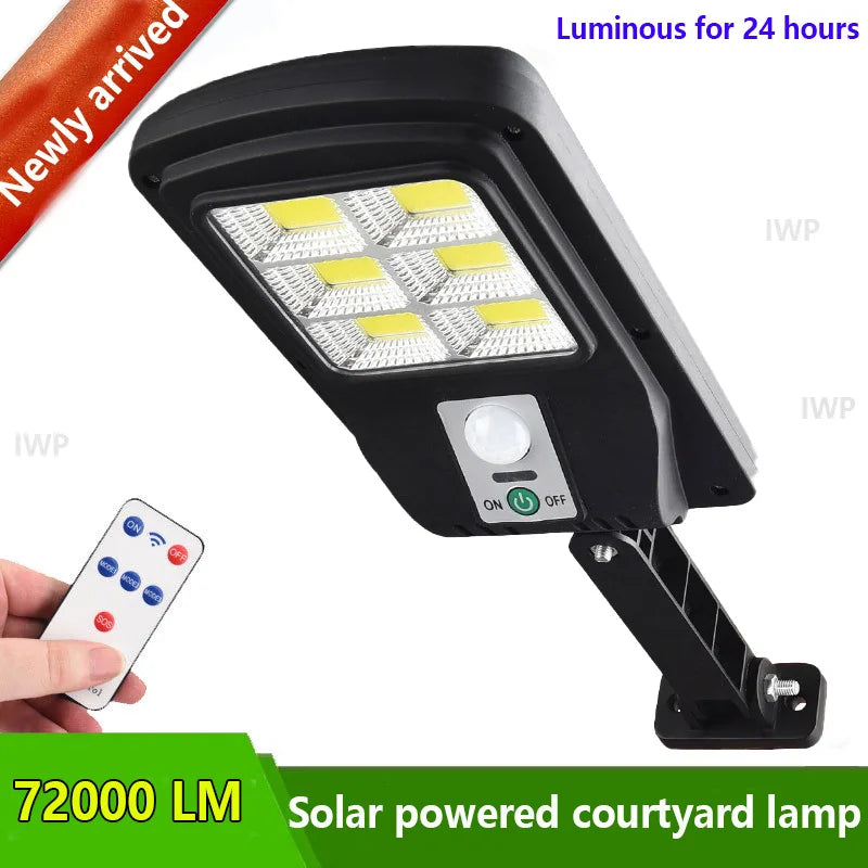 lampe solaire extérieure imperméable led noire moderne autoéclairante télécommande 72000lm