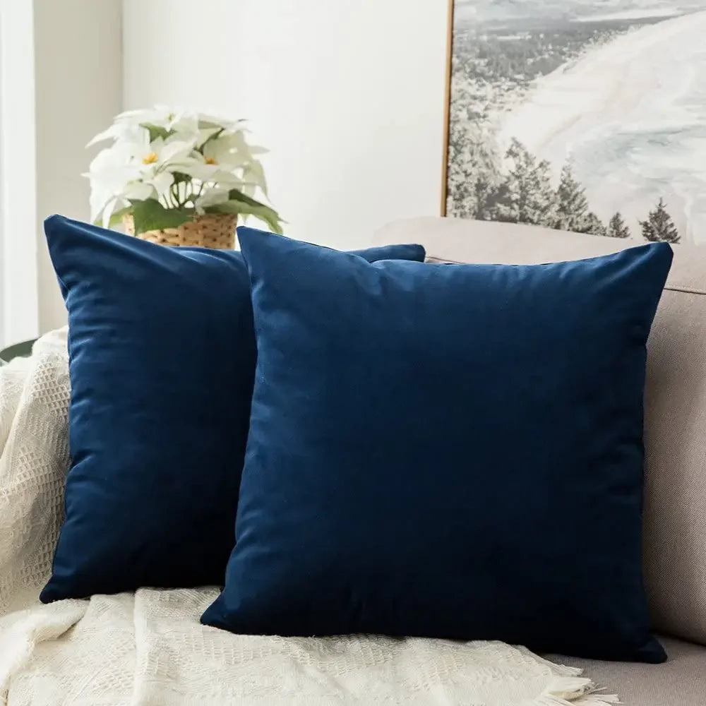 coussin carré velours bleu marine moderne 30x50cm 45x45cm décoration sofa lit voiture