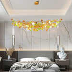 suspension lumineuse moderne dorée branches pierres couleur blanc orange vert