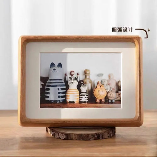 cadre photo bois massif noir minimaliste décoration maison moderne support image table rectangulaire