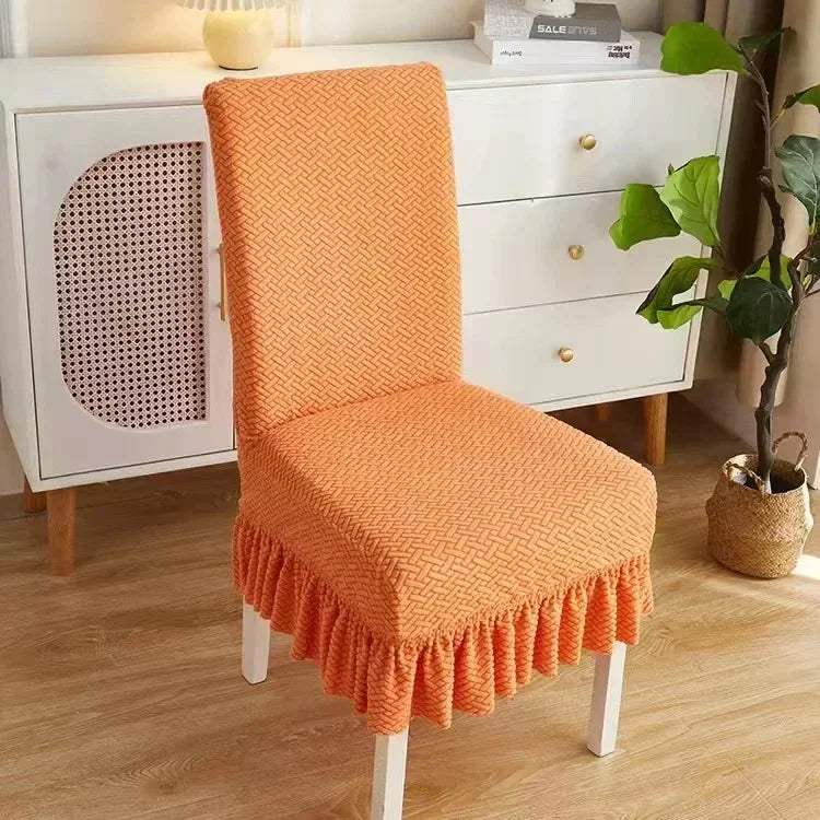 housse chaise tissé motifs géométriques moderne orange beige gris bleu