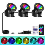 projecteur led ip68 étanche 10 led noir moderne commande distance prise électrique app mobile