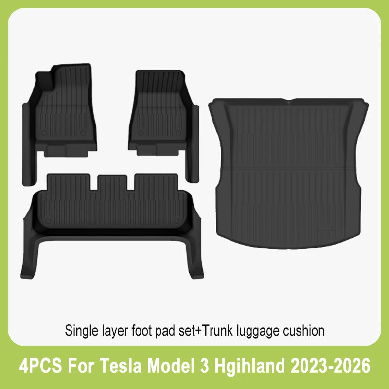 tapis sol voiture tesla model noir rayures horizontales moderne clips protection pieds