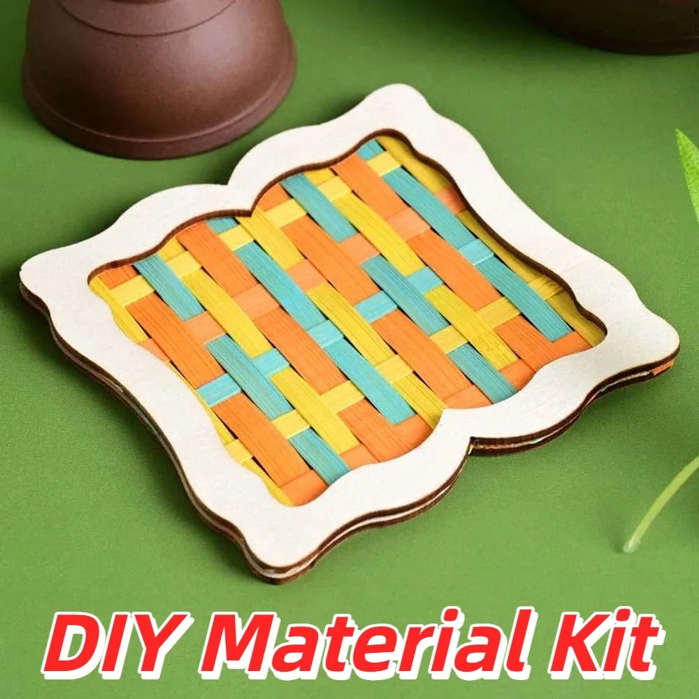 coasters tissés bambou multicolores traditionnels faits main opaques pack diy