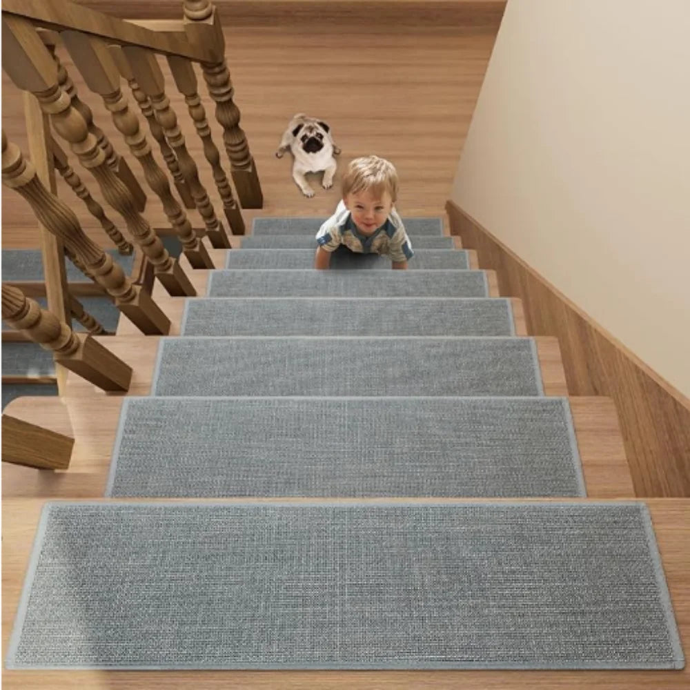 tapis d'escalier antidérapant polyester moderne gris clair gris foncé blanc beige