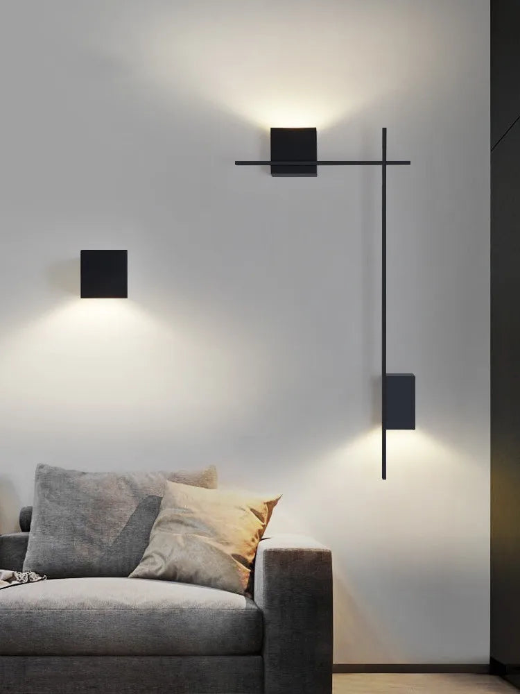 applique murale moderne noire fixée mur éclairage quotidien cuisine chambre coucher minimaliste