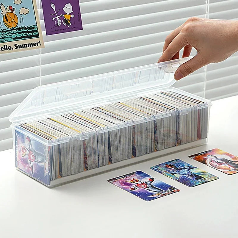 boîte rangement transparente cartes jeu séparateurs ajustables moderne minimaliste empilable orange