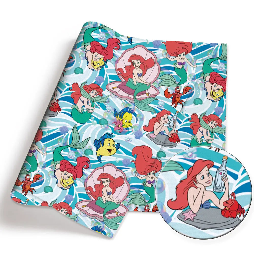 tissu patchwork disney aurora ariel cendrillon mickey bleu vert rose blanc coton 140x50cm