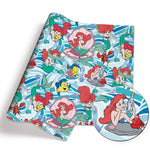 tissu patchwork disney aurora ariel cendrillon mickey bleu vert rose blanc coton 140x50cm