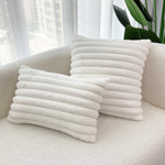 taies d'oreiller décoratives moderne rayées 30x50cm 45x45cm polyester beige clair coussins maison simple fixations