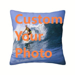 coussin personnalisable photo surf moderne bleu 45x45cm polyester fixations chambre lit