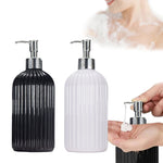 distributeur savon liquide noir blanc rayures moderne réutilisable salle bain cuisine pompe pression