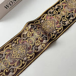 ruban decoratif polyester fleur classique marron bleu doré noir unique largeur 10cm opaque