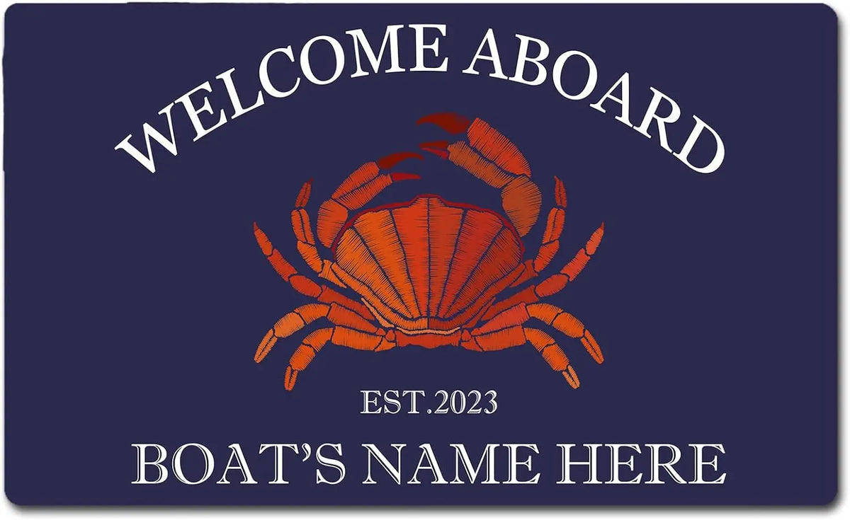 tapis antidérapant crabe bienvenue bateau bleu orange blanc nautique porteintérieurextérieur