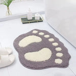 tapis bain empreinte pieds vert rose marron gris texture poilue granuleuse antidérapant machine lavable