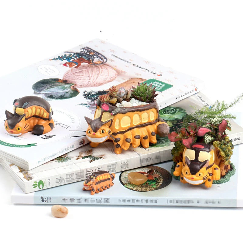 pots fleurs résine dessin animé succulentes cache plantes motifs animaux créatif orange gris vert