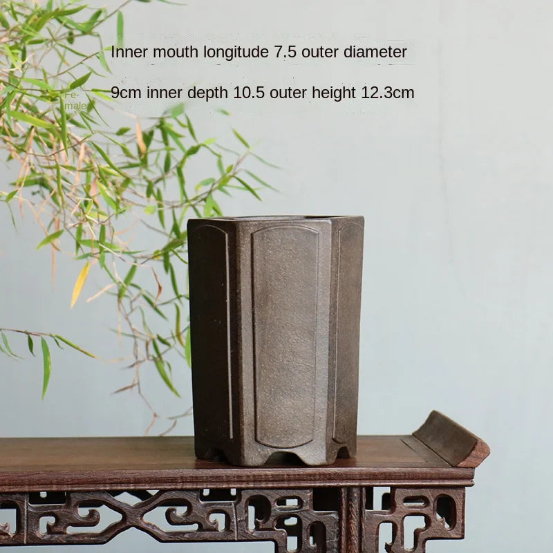 petit pot fleurs argile gris beige chinois artisanal maison