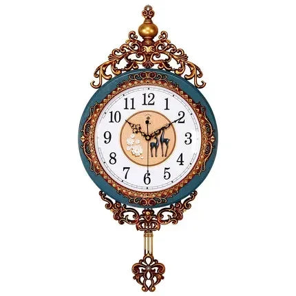 horloge murale quartz aiguille motif floral cadre doré vintage numéro blanc fixation decoration murale